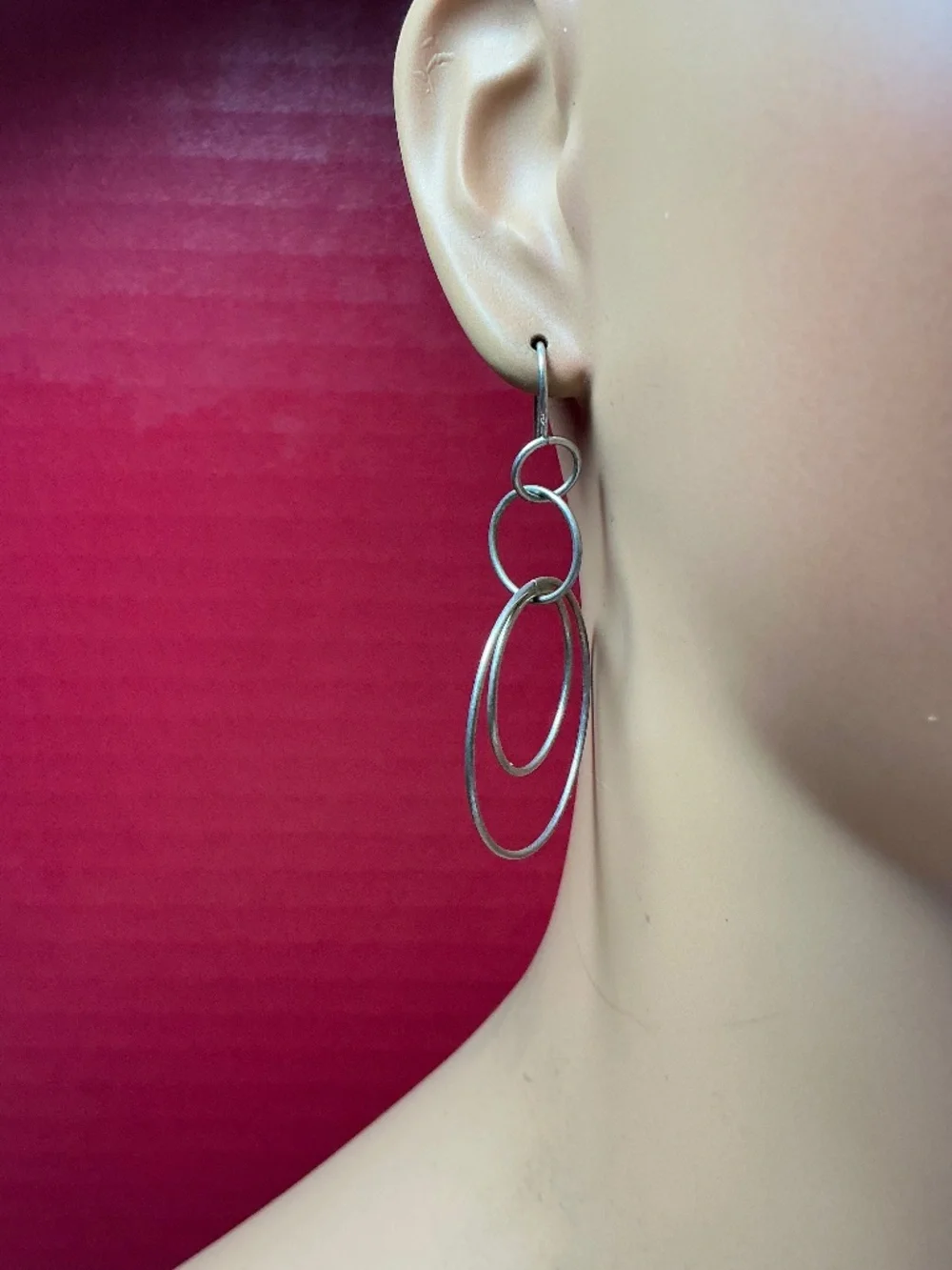 Silpada Sterling Silver Interlocking Circles Dangle Earrings. 2 and 3/8 inches